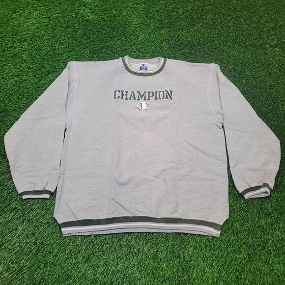 VTG 90s Champion Sweatshirt Mens XL (Fits XXL) Embroidered Logo Oversized Fit - Picture 1 of 8